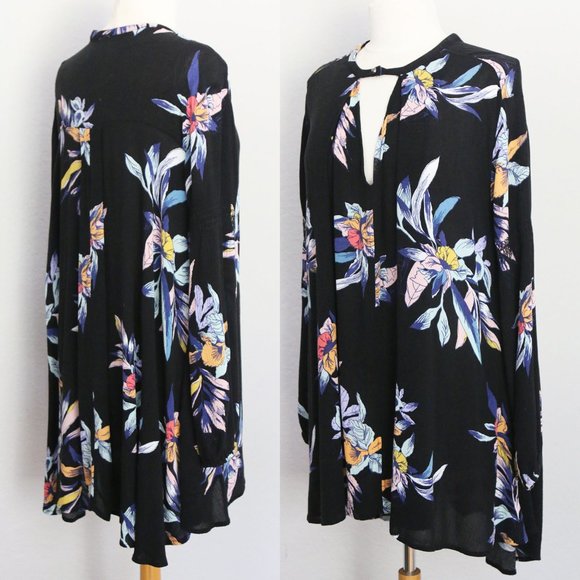 Free People Tree Swing Tunic Mini Dress S Night Combo Orchid Vibrant Floral $128 - Picture 6 of 16